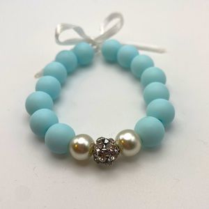 Baby blue Children's Bling Thin Ribbon Bracelet and Earrings(Touched…
